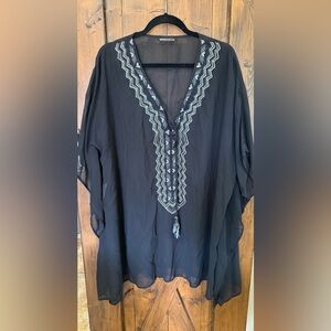 Miracle suit Black Embroidered Women's swim Cover Up.
